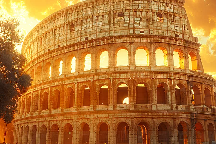 Which empire was known for the construction of the Colosseum?