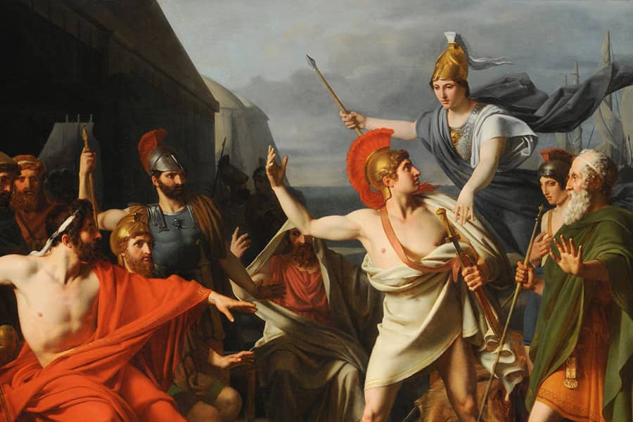 Which epic poem begins with the line Sing, O Muse, of the wrath of Achilles?